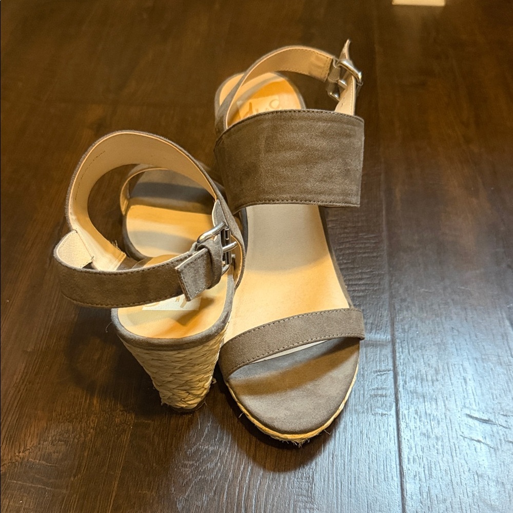 Dolce Vita Taupe Suede Espadrille Wedge Sandals